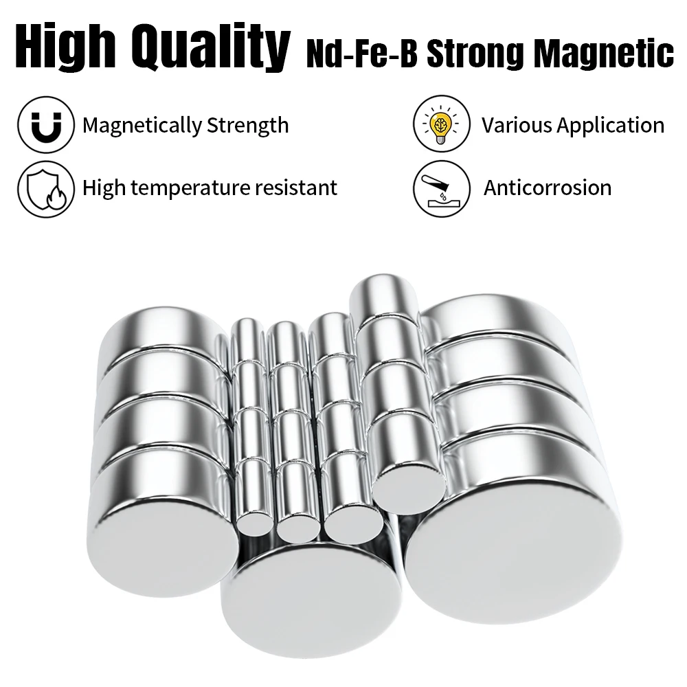 Magnete super forte 5x10,6x10,8x10,10x10,20x10,25x10,30x10mm N35 Magnete magnetico rotondo al neodimio NdFeB Potente disco imanes