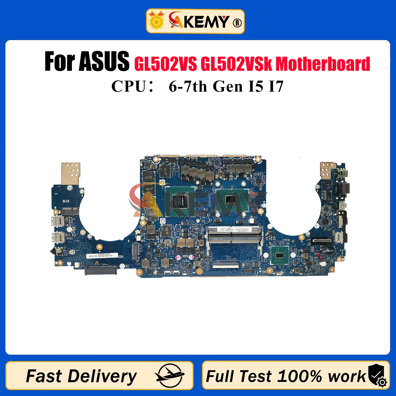 

GL502VS Laptop Motherboard For ASUS ROG Strix GL502V GL502VM GL502VMK Notebook Mainboard With I5 I7 CPU 100% tests OK fast ship