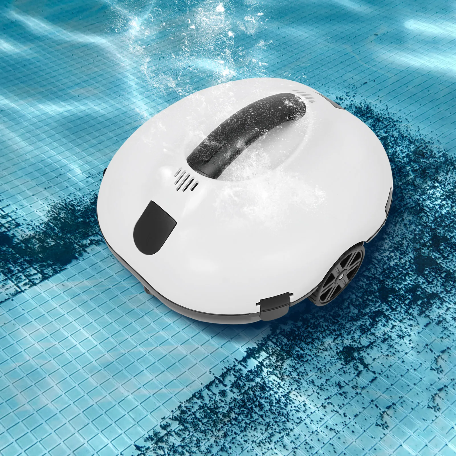 Pool Cleaner Cordless Robotic Pool Cleaner Vacuum IPX8 Waterproof Recharge 130 Mins Self Parking for Flat Ground Pool