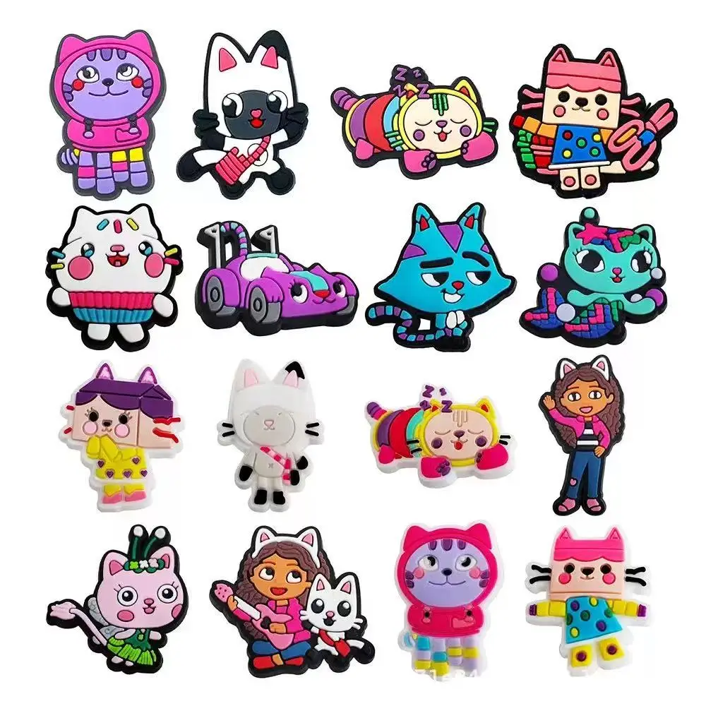 12-100pcs Colorful Fantasy Cat Character Shoe Charms For Sandals,Shoe Decoration Accessories Shoe Pins Great Gift For Men Wom