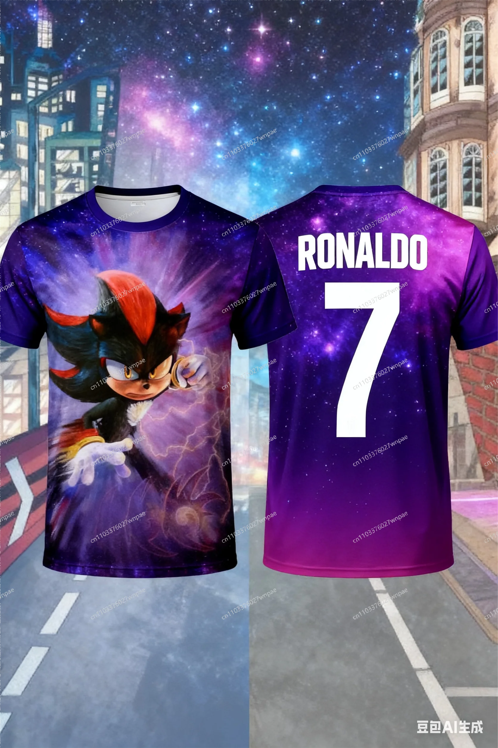 AI-Creative سونيك رونالدو # 7 تي شيرت جيرسي مطبوع ثلاثي الأبعاد: أنيق ومريح رياضي كاجوال كلاسيكي، هدية عالمية سريعة الأسطورية، للجنسين البالغين والأطفال
