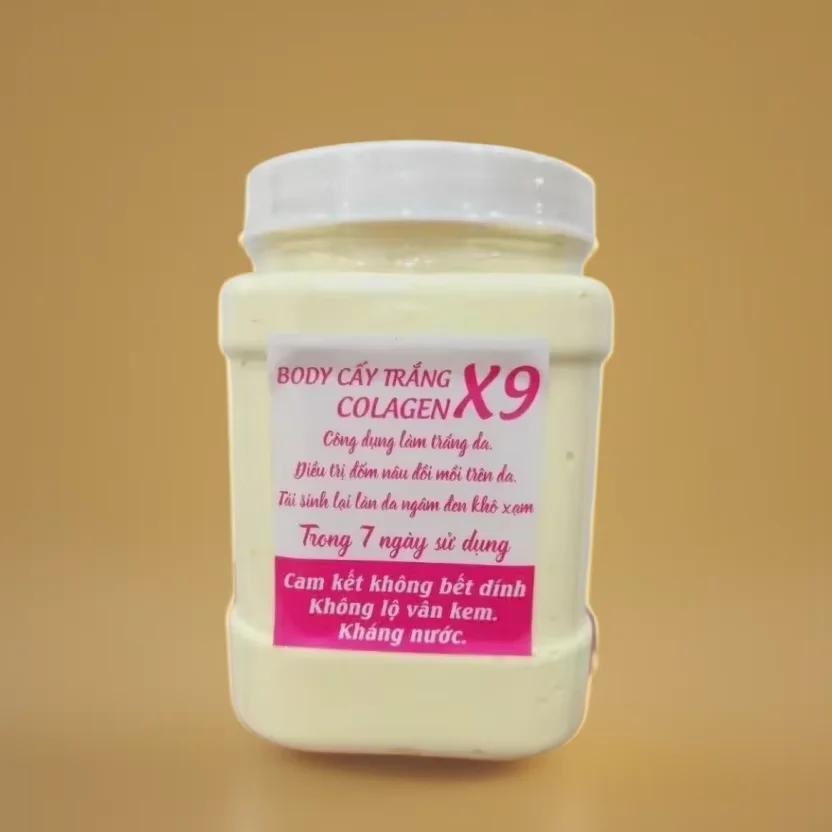 

Hộp 900g Kem Body Cấy Trắng Collagen X9 Trắng Bật Tone , Ko Lộ Vân, Ko Bết Rít , Dụng Cụ Chăm Sóc Cơ Thể Ko Thể Thiếu