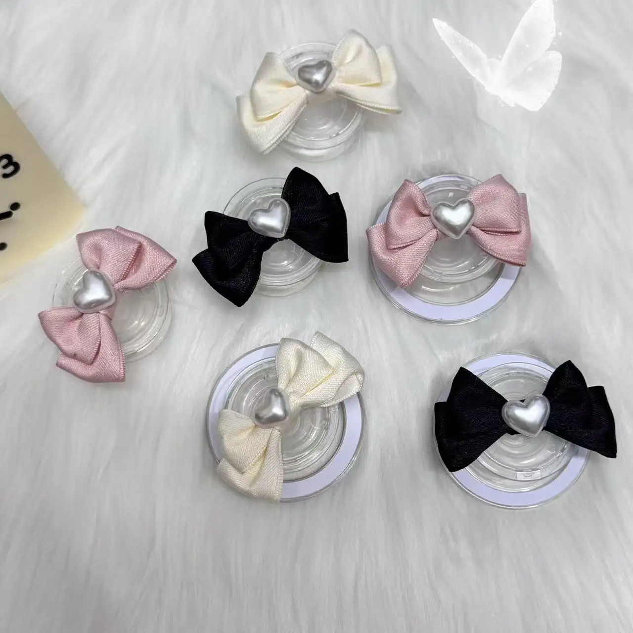 

Магнитный кронштейн для мобильного телефона с жемчужным бантом, корейский маленький свежий женский портативный настольный держатель для телефона, ручка для телефона