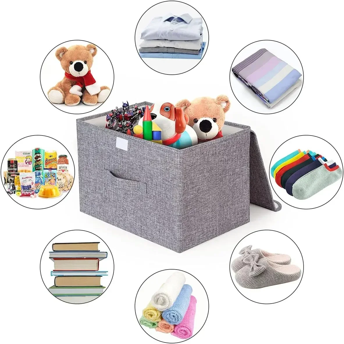 Household Fodable Storage Basket With Lids Foldable Rectangle Sundries Storage Box for Underwear Socks Baby Toys Books Organizer