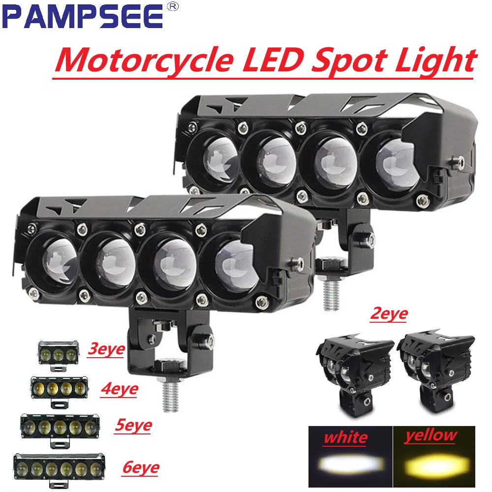 

LED Spotlight Dual Color Hi/Low Beam Fog Lamps for Car Trucks SUV UTV 12V 24V Motorcycle 2/3/4/5/6Lens Headlight Driving Light