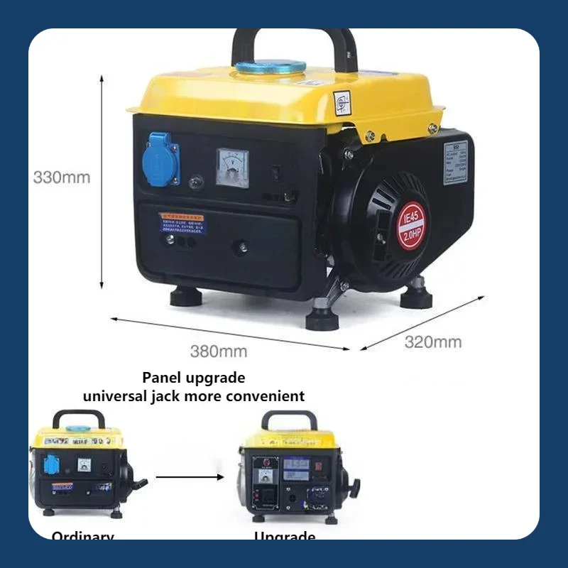 Upgrade 220V 600W 2HP 4L Small Generator Mini Gasoline Generator Mini Portable Household Silent Manual Generator