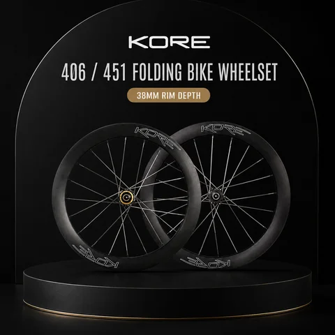 KORE 406 451Wheelset 20 Inch Folding Bike Wheel Disc‑Brake 38mm Rim Depth 36T Ratchet 9x100 9x135 For Brompton Folding Bicycle