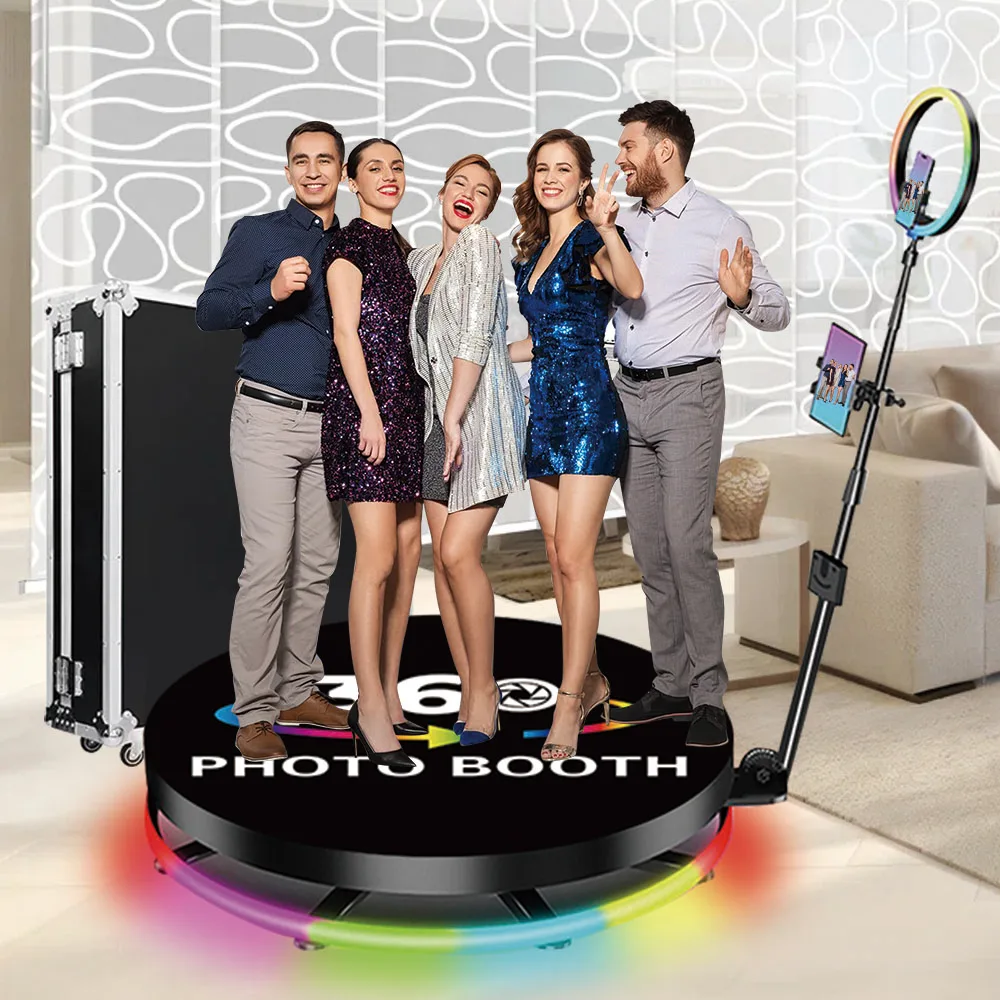 360 degree portable photo booth Fill light machine camera ipad selfie video Free accessories automatic spin 360 photo booth