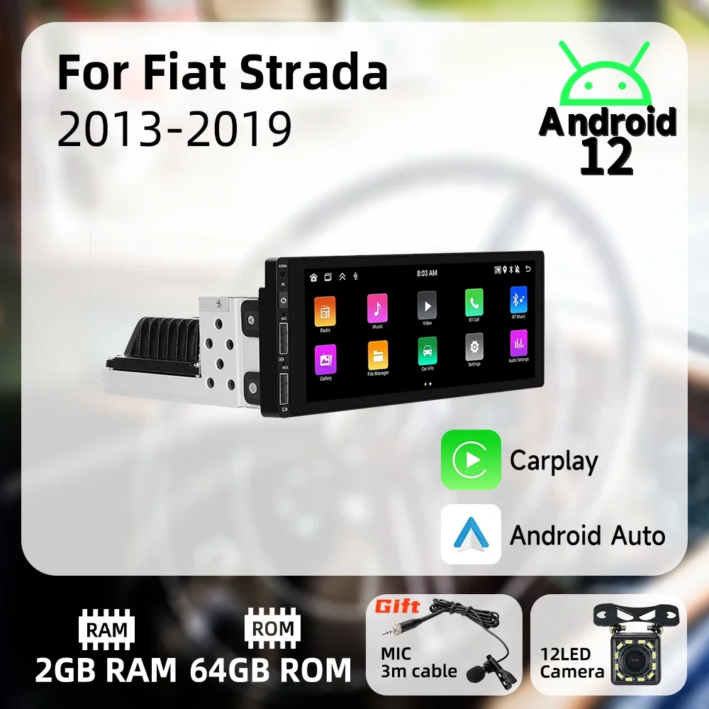 

For Fiat Strada 2013-2019 6.9 Inch Screen 1Din Radio Android Car Multimedia Stereo Head Unit Carplay Autoradio GPS BT Navigation