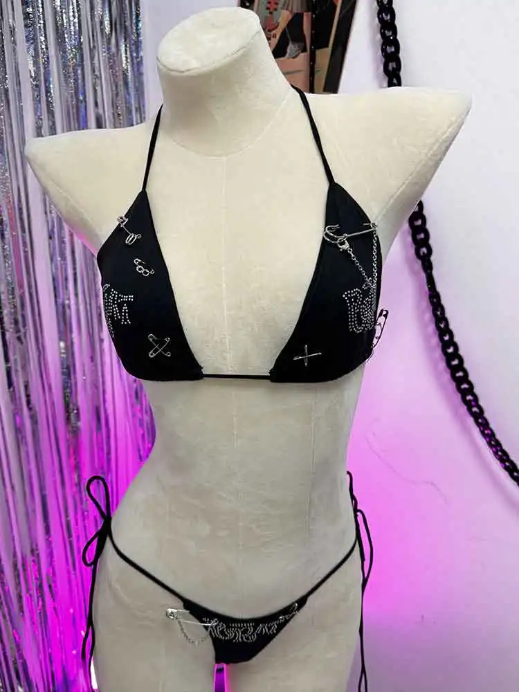 

Готическая майка с лямкой на шее Y2K, модная гранж-мода, реваленная булавка в стиле хип-хоп, цепочка для электронных девочек, готический панк-рок, Harajuku, одежда для эмо-клуба