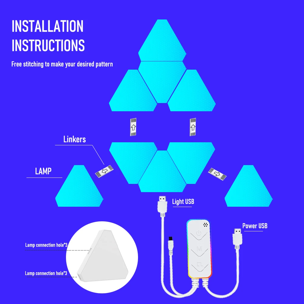 WIFI Smart LED triangolo luce notturna ambientale RGB applique da parete TUYA APP dimmerabile controllo vocale sala giochi TV sfondo camera da letto Decor