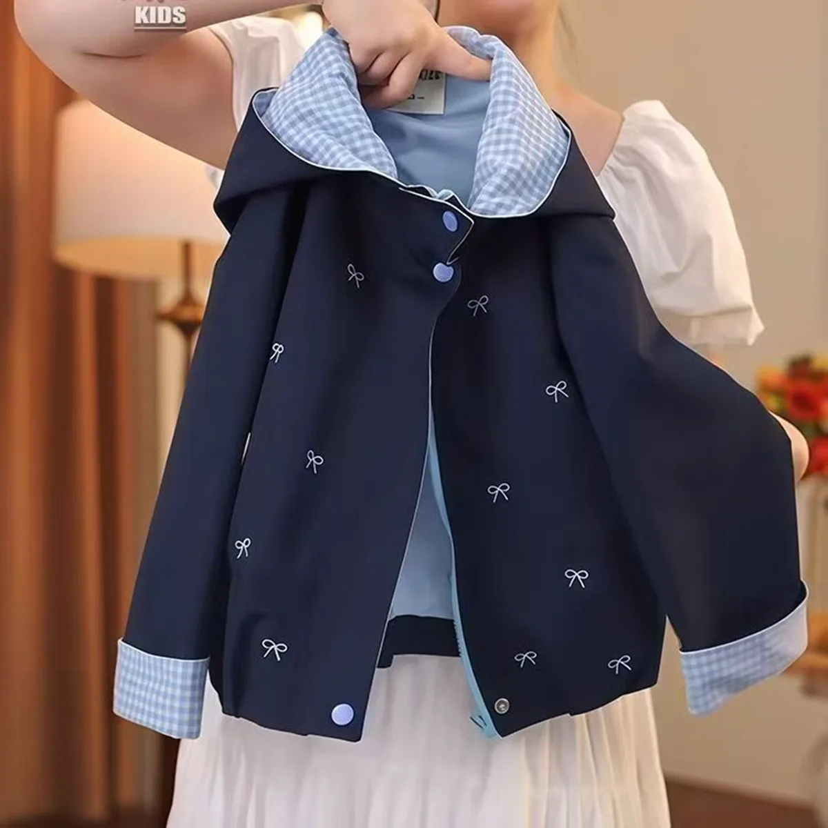 

Girls' Autumn Coat 2025 New Style Girls' Stormtrooper Jacket Stylish Mid Children's Zipper Hooded Spring And Autumn Edition