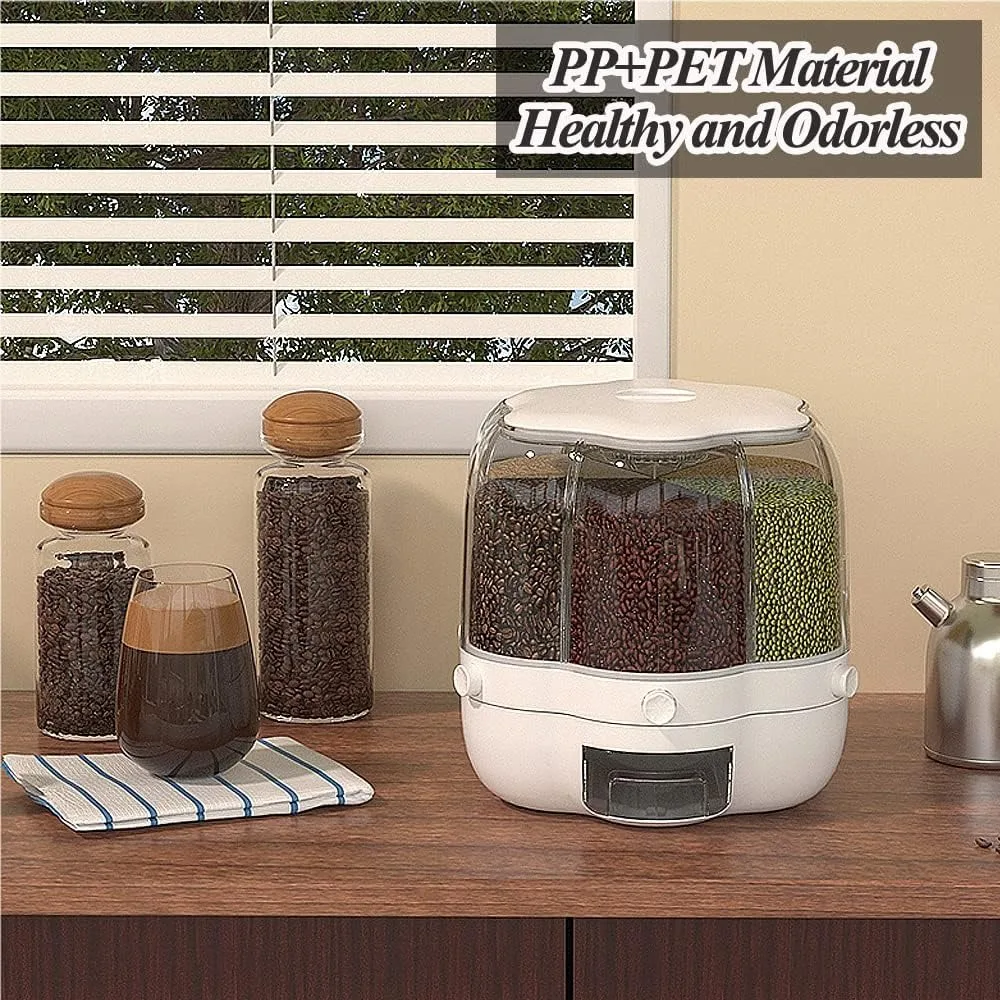 

Контейнер для хранения зерна на 40 фунтов, вращающийся на 360 градусов дозатор пищевых продуктов с крышкой, влагостойкий бытовой контейнер, герметичное хранилище для черного риса
