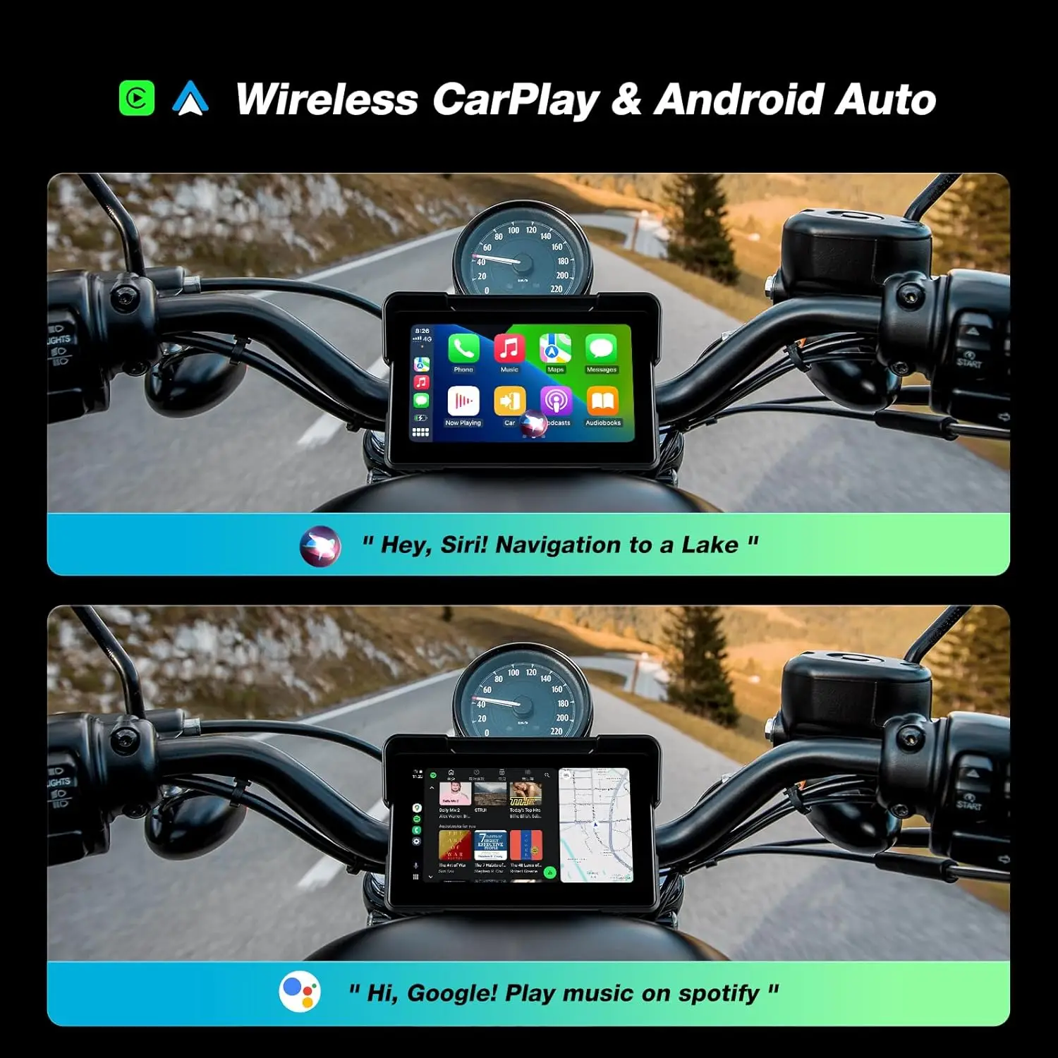 5/7 بوصة Carplay دراجة نارية الملاحة GPS اللاسلكية أندرويد السيارات موتو DVR شاشة عرض مراقب IPX7 الدراجات النارية الملحقات