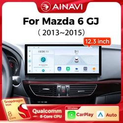 Ainavi 12,3 cala dla Mazda 6 GJ CX-5 CX5 Atenza 2012 2013 2014 2015 Bezprzewodowy Carplay Android Auto Radio Samochodowy Odtwarzacz Multimedialny