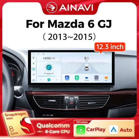 Ainavi 12.3 inch Car Radio For Mazda 6 GJ Series Atenza 2013 2014 2015 Wireless Carplay Android Auto 4G Car Multimedia Player