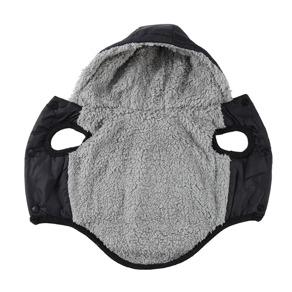 Winter-Kapuzenmantel für Hunde und Katzen, Dickes Fleece, Winddichte Welpenjacke mit D-Ring, Einfarbiges Outfit für Chihuahua und Schnauzer – Detail 12