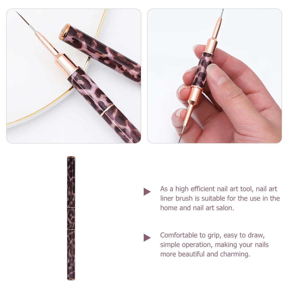 

Leopard Print Liner Brush Double-End Art Drawing Pen For Manicure Acrylic Nail Painting Tool Nail Art Brush Liner Pen For