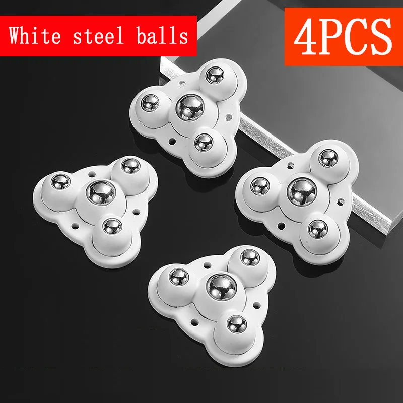 4PCS Universal Wheel Moving Ball 360 Degree Rotation Non Perforated Steel Ball Nylon Ball Silent Adhesive Furniture Wheel Caster