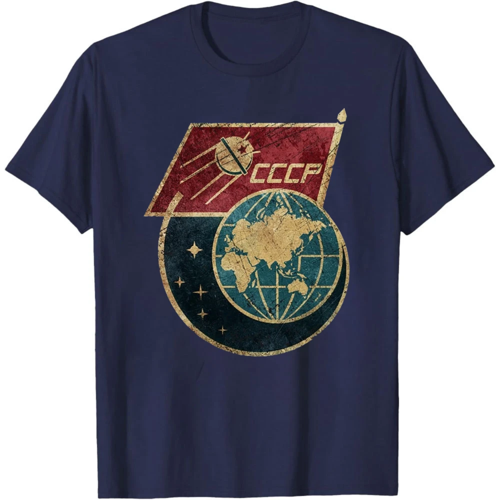 CCCP T-Shirt Original Russian Space Program USSR 80s KGB Soviet Union USSR Retro Short Sleeved Tops Men Summer Tops