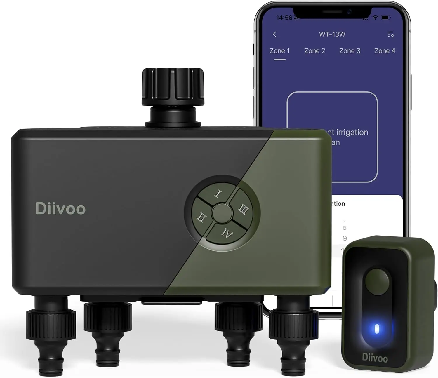 Diivoo 4 Zone Garden Watering Timer Wifi Automatic Drip Irrigation Controller Water Valve Garden Automatic Watering System