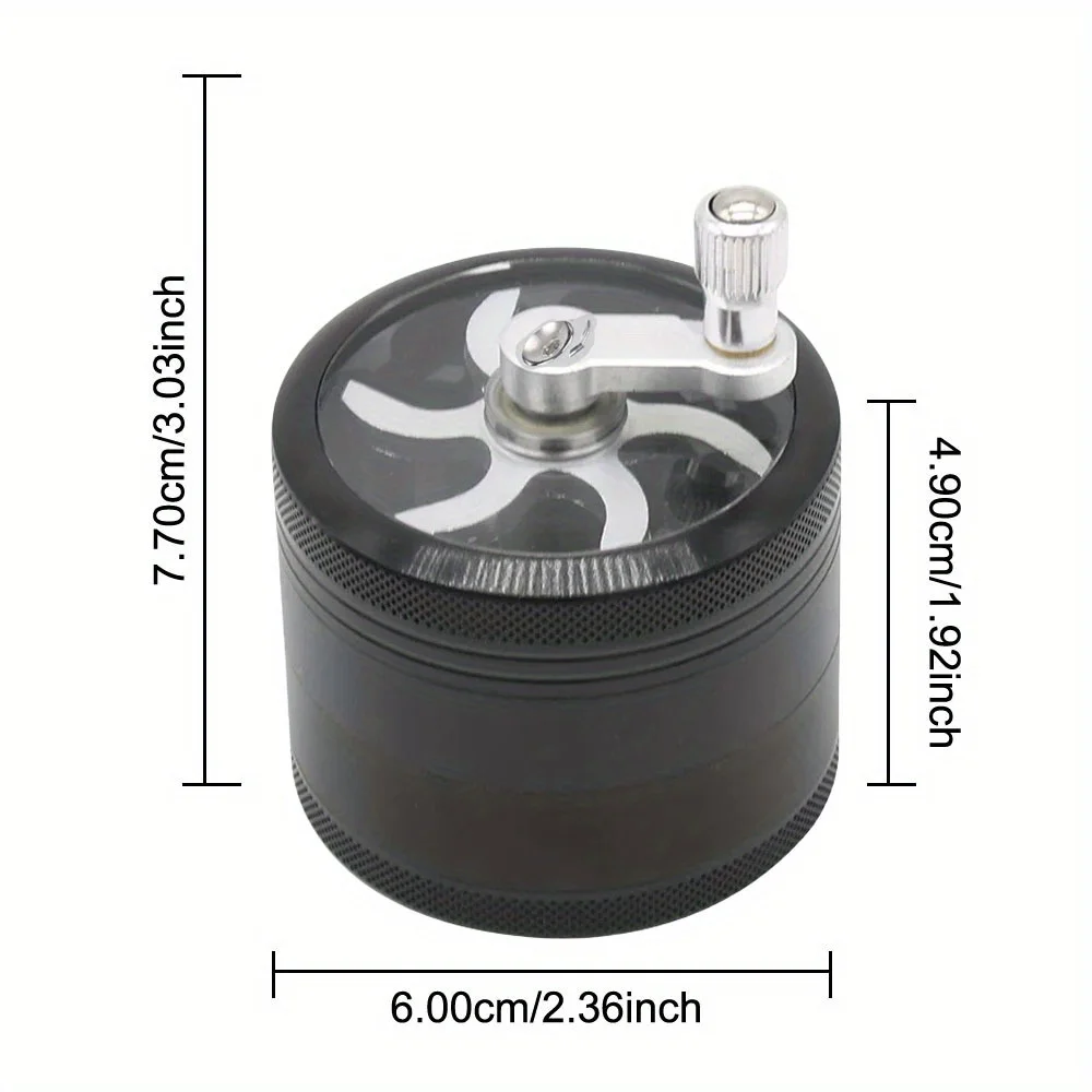2.5inch Handle Herb Grinder Mill 4-layer Spice Pepper Crusher Mortar Tobacco Grinder Cigarette Smoking Tool Kitchen Accessories