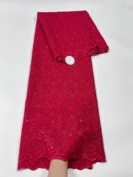 Pure Color African Dry Lace Fabric with Stones Swiss Voile Lace in Switzerland Embroidery Nigeria Cotton Lace Fabric Sewing Robe