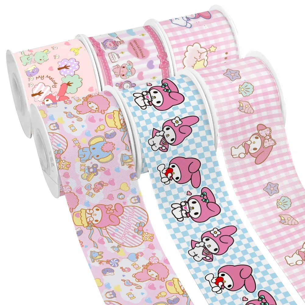 Japanese Sanrio Cartoon My Melody Design Printed Grosgrain Satin Ribbon for Gift Wrapping Hair Bow 50 Yards