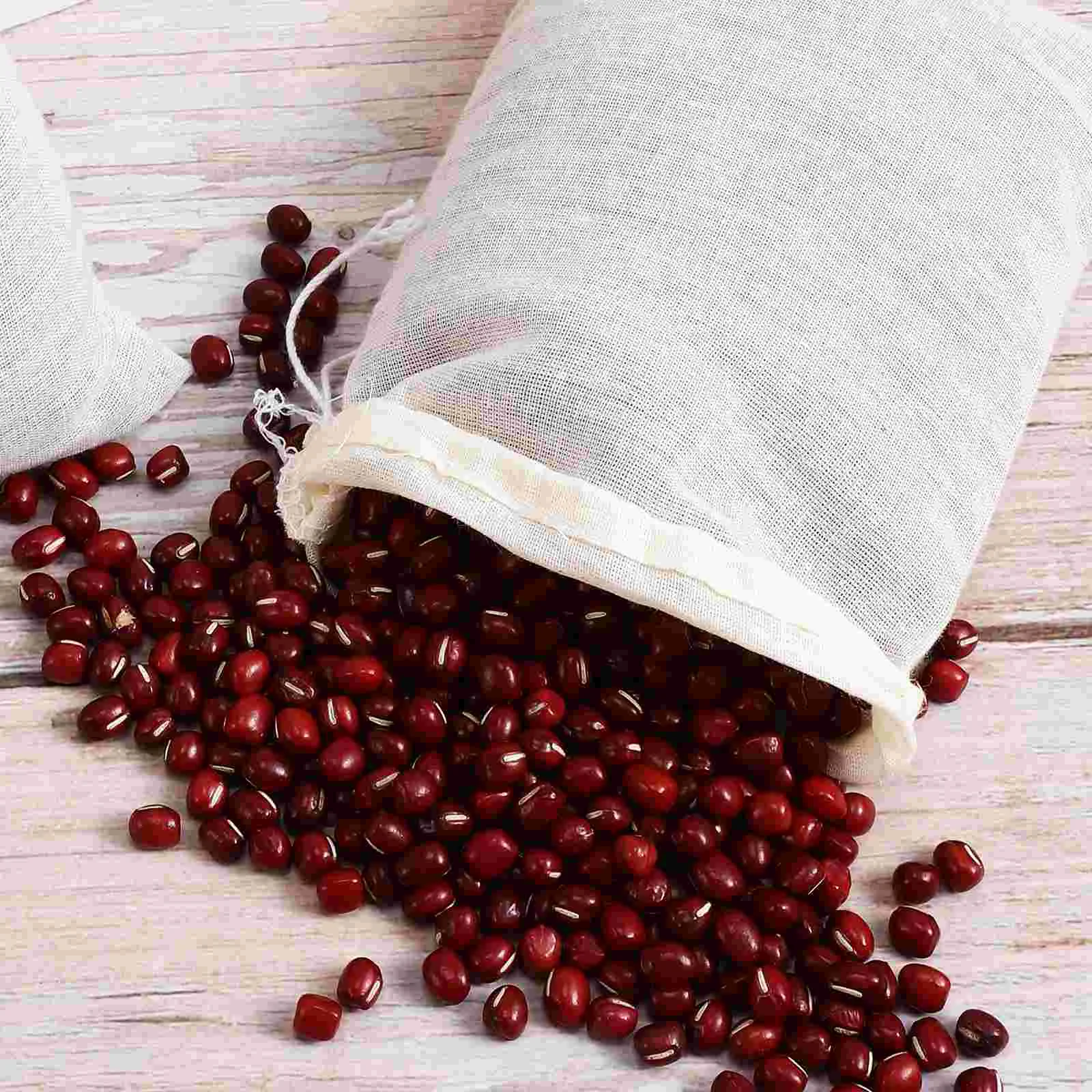 Strainer Filter Bag Drawstring Tea Cotton Gauze Decoction (10*15cm) 50 Pieces Chinese Medicine Little Bags for Jewelry