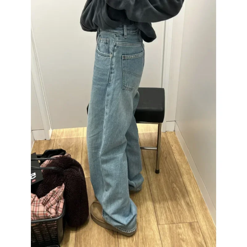 New Fashion FWide Leg Jeans for Women Blue Green High Waisted Denim Pants Streetwear Female Trousers Y2k  Baggy Jeans