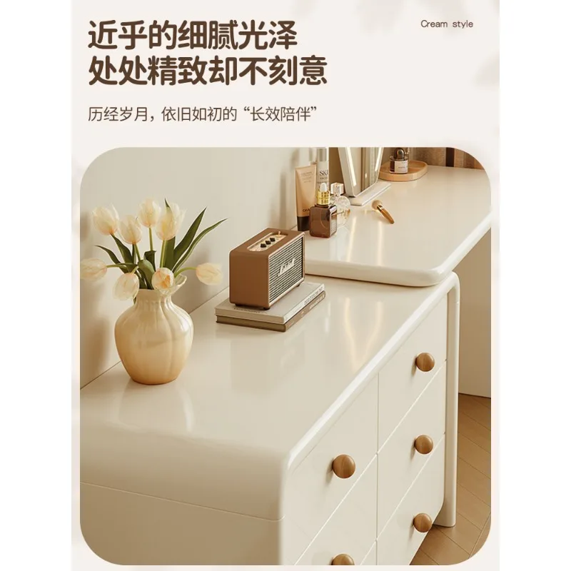 Solid wood integrated cream style makeup table bedroom modern minimalist