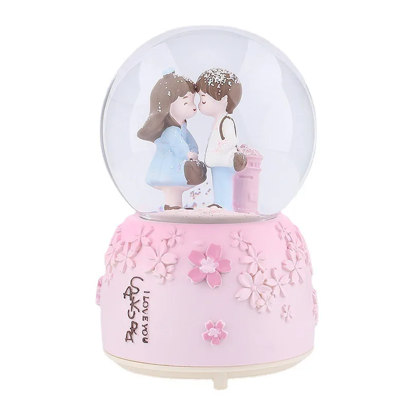 Couples Snow Globe Music Box 3