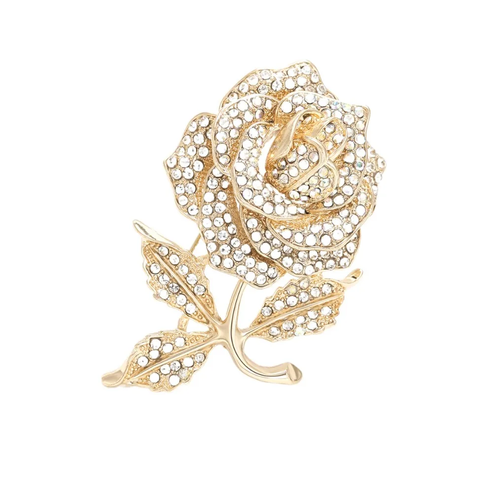 

Fashion Sparkling Rose Brooch Rhinestone Light Luxury Flowers Pin Fashion Jewelry Korean Style Alloy Zircon Badge Wedding
