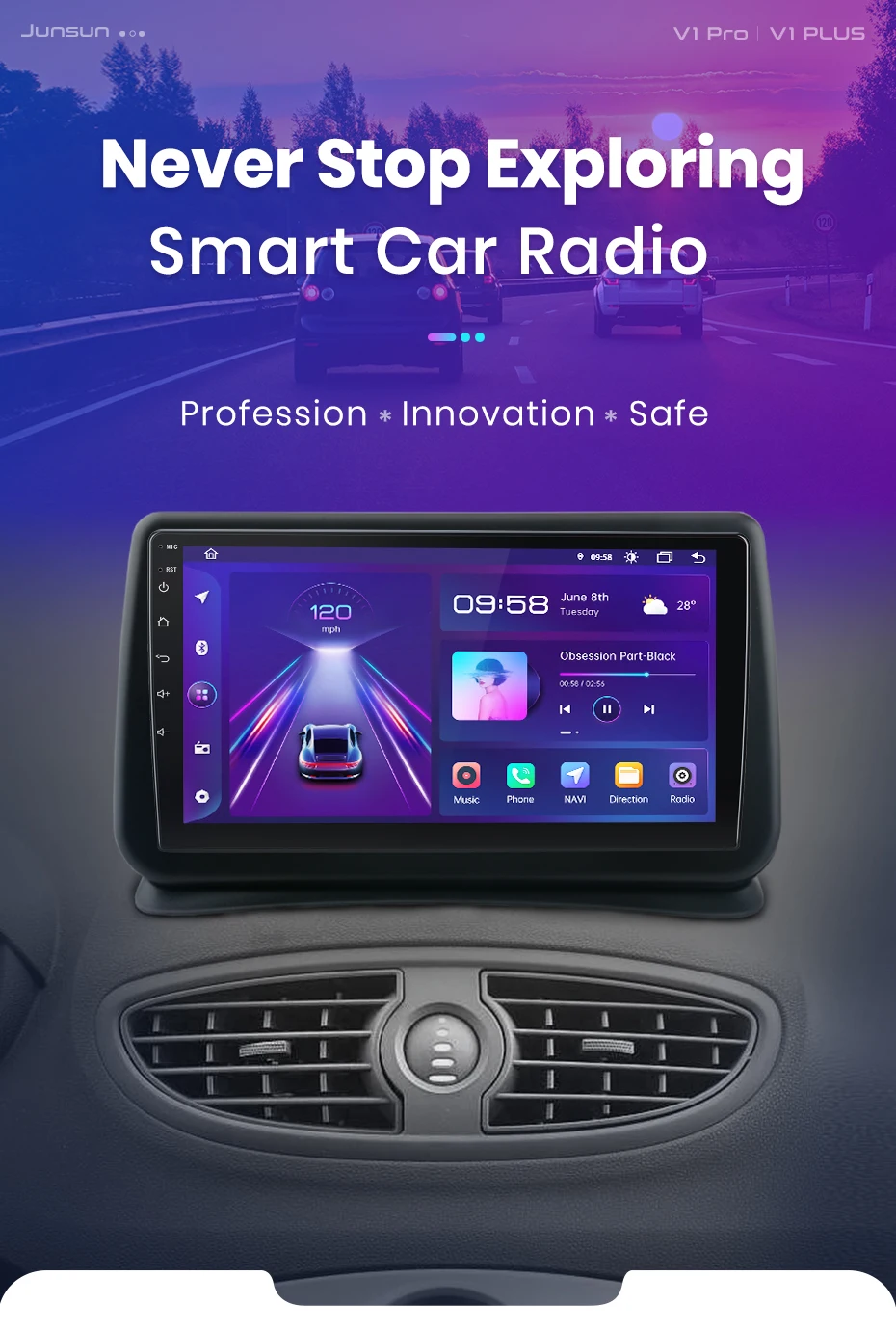 Junsun ai 4g lte kabelloses carplay android auto autoradio für renault clio 3 2009 2014-gps navi bt dsp rds fm – Detail 3