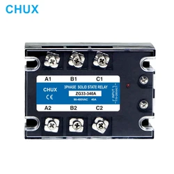 CHUX 3 SSR Relay 10A 25A 40A 50A 60A 80A 100A 120A 150A 200A AC-AC 70-280v to 90-480VAC Three Phases Solid State Relay