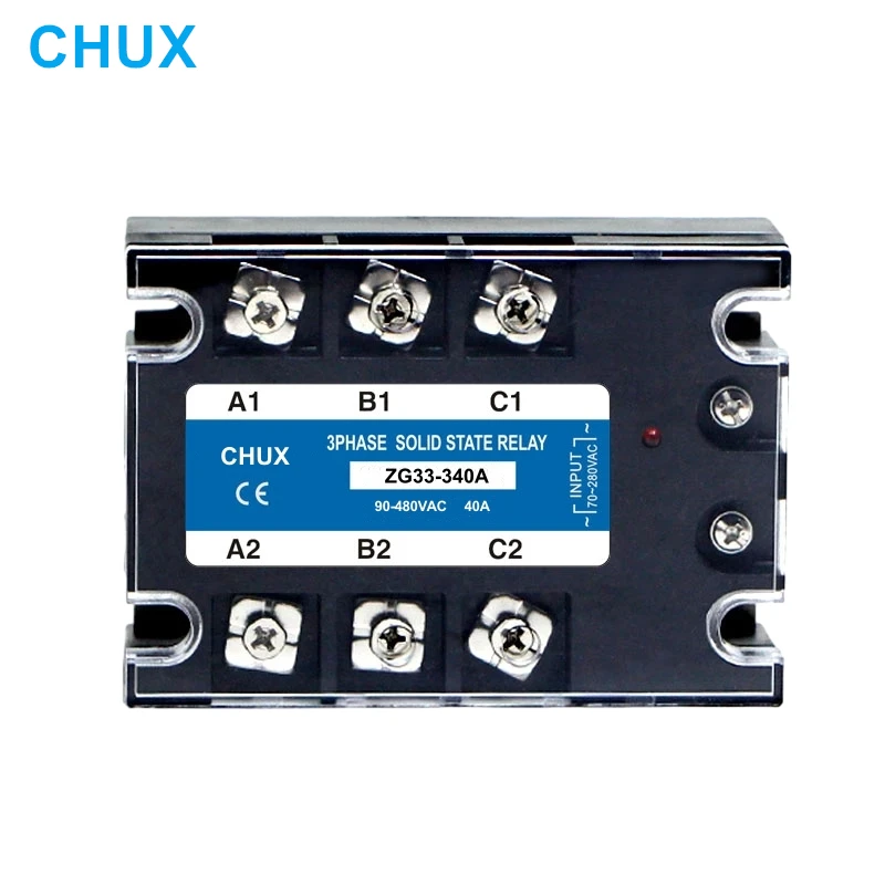 CHUX 3 SSR Relay 10A 25A 40A 50A 60A 80A 100A 120A 150A 200A AC-AC 70-280v to 90-480VAC Three Phases Solid State Relay