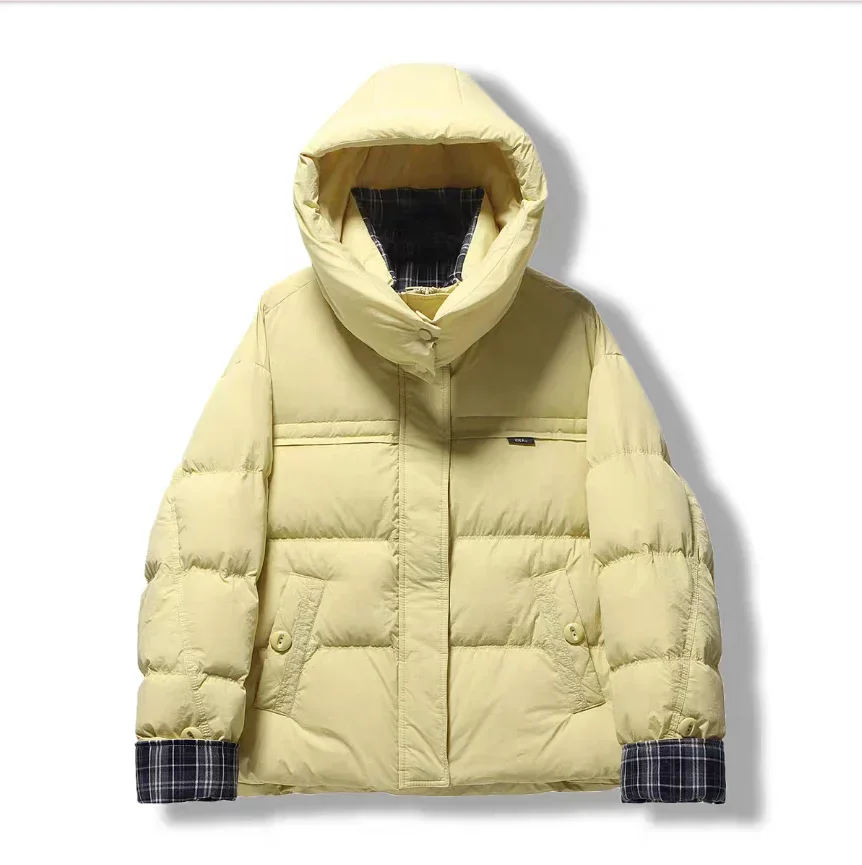 الشتاء النساء مقنعين الأبيض بطة أسفل معطف سترة دافئة سميكة موضة جديدة فضفاضة سميكة الدافئة موضة ملابس خارجية معطف منتفخ أبلى #1