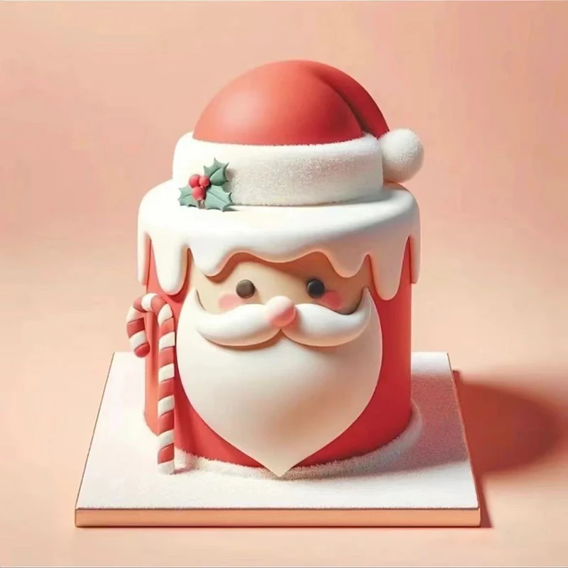

Рождественская силиконовая форма Санта-Клауса, трехмерная старик, мультяшная голова, мусс, кондитерские изделия, инструмент для выпечки торта, сделай сам, силиконовая форма для шоколада
