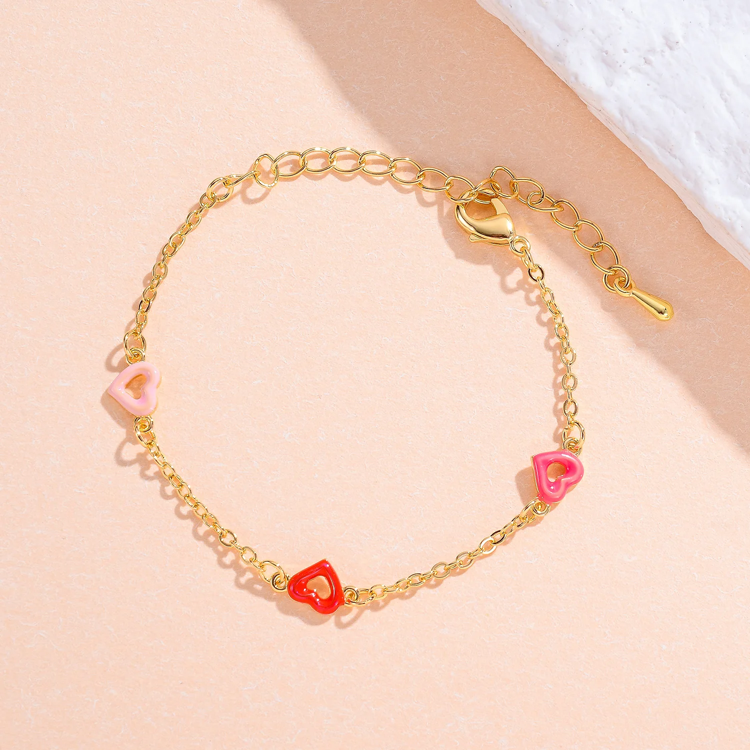 New Arrival Heart Anklets Bracelet Kids Copper Gold Color Chain Charm Bracelets for Women Girls Jewelry