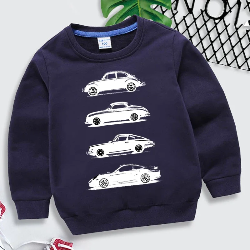 Hoodies 2023 Fashion Boys O-neck Sweatshirt Rally Group B Cars Print Tracksuit Fashion Car Fans Kids Clothes Girls Streetwear