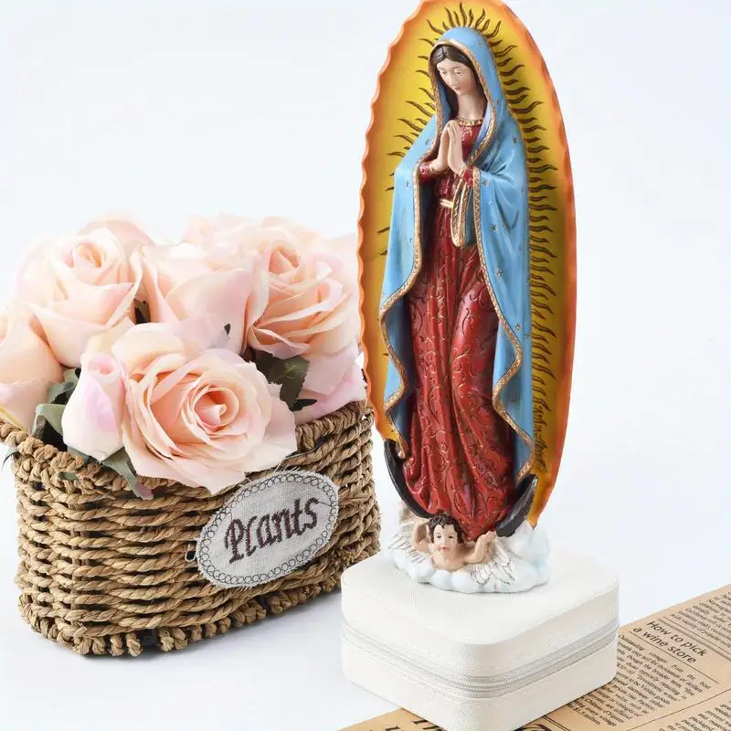 26.4cm Hand Painted Our Lady of Guadalupe Statue Virgin Mary Religious Figurine Blessed Mother Virgen De Guadalupe Catholic Gift