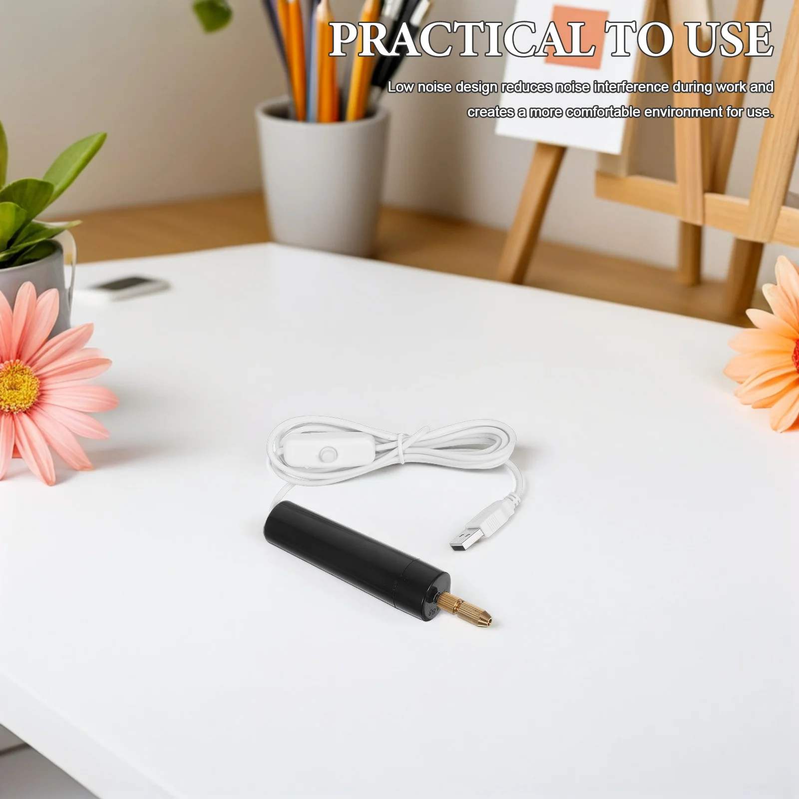 USB Mini Electric Drill 5V Portable Handheld for Resin Crystal Epoxy DIY Crafts Pen Shaped Low Noise Strong Motor