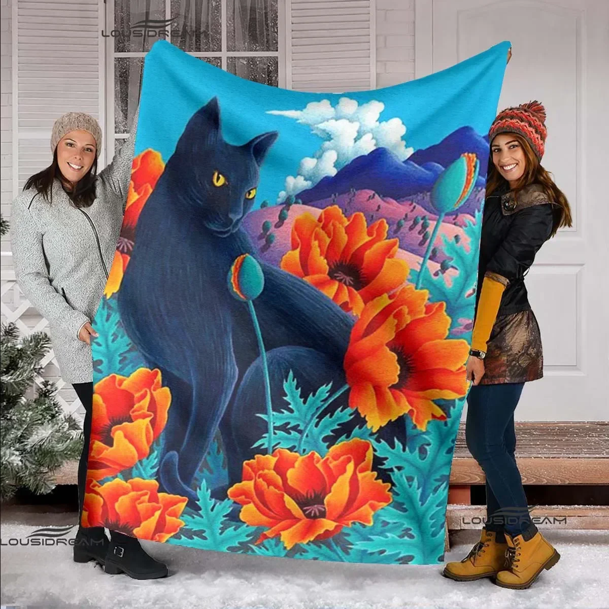 Halloween Black Cat Pumpkin Witch Blanket Lightweight Soft Breathable Warm Flannel Throw Blanket Sofa Bed Bedding,Halloween