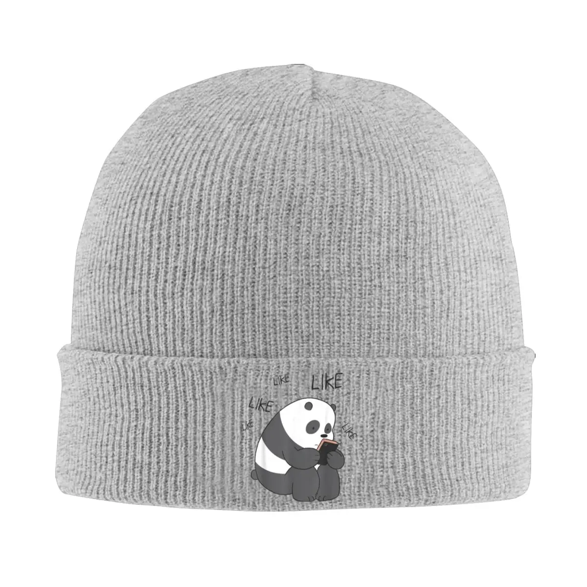 Bare Panda Likes Knitted Caps Women's Men's Beanies Winter Hat Warm Melon Cap