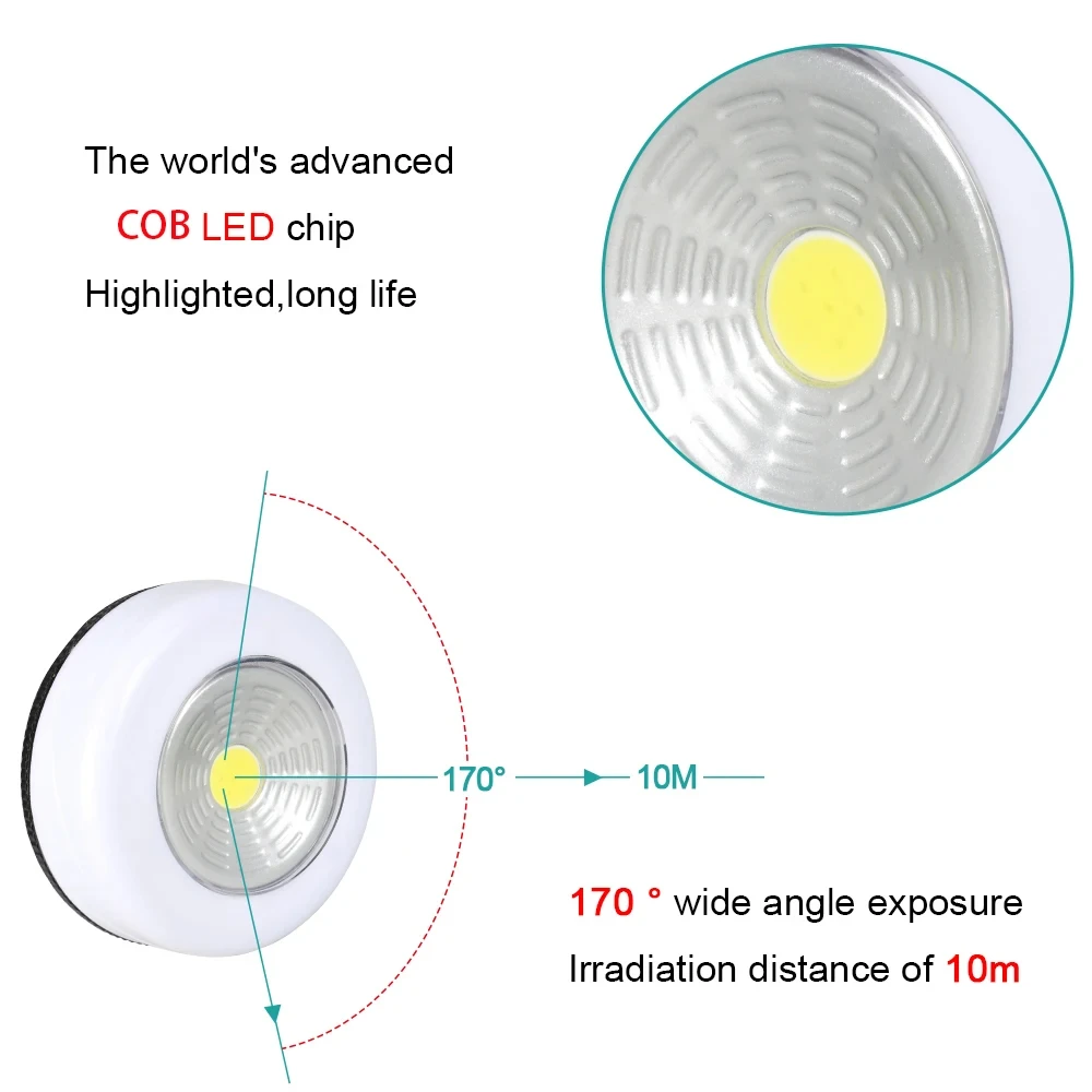 LED COB Touch Sensor Small Night Light LED Under Cabinet Light With Adhesive Sticker Wireless Wall Lamp Wardrobe Cupboard Lamp