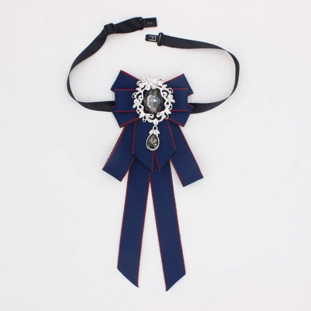 Luxury Ribbon Ribbon Bowtie Rhinestone Handmade Ribbon Bow Brooch Fabric Cloth Art Crystal Neck Tie For Men and Women