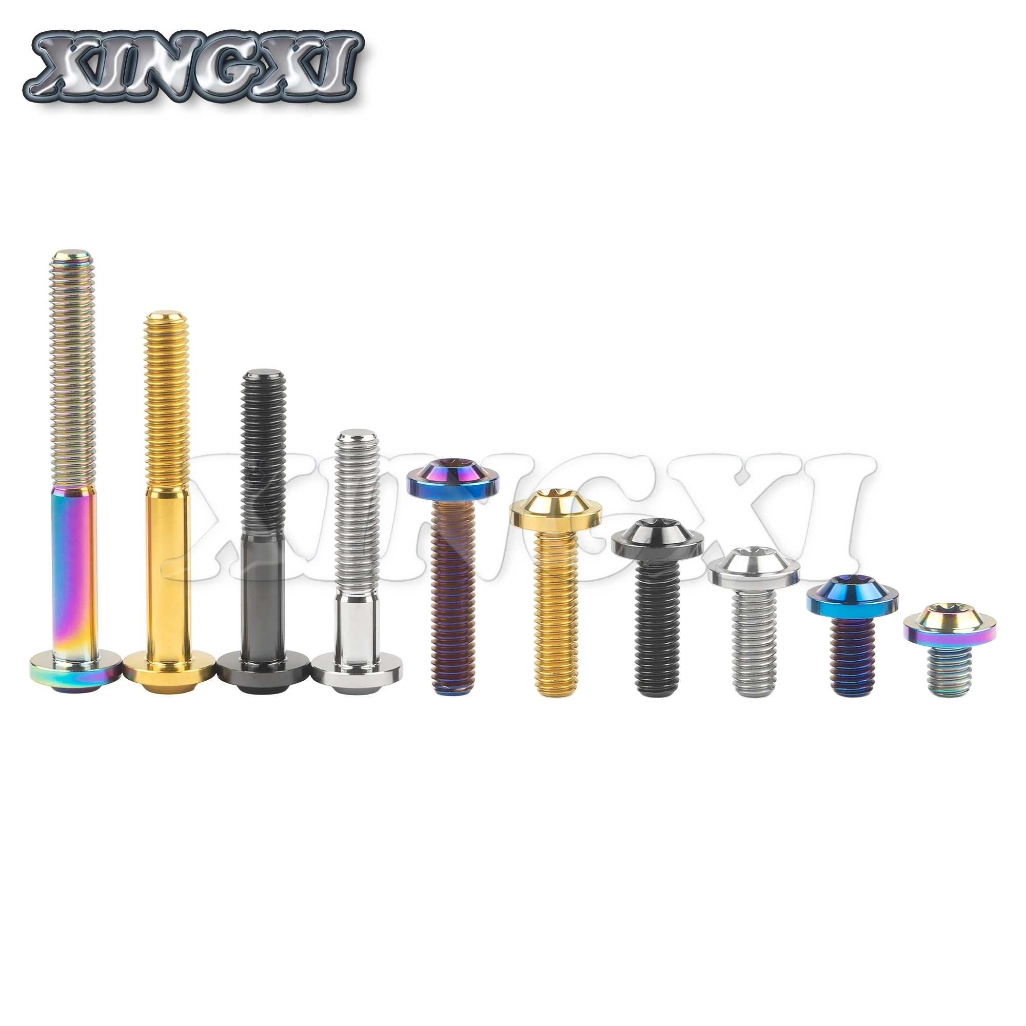 Xingxi 5 Chiếc M8 Ti Titan Bu Lông M8x10 15 20 25 30 35 40 50 60 70Mm T40 Torx đầu Vặn Ốc Bu Lông Titan Khóa 5 Màu