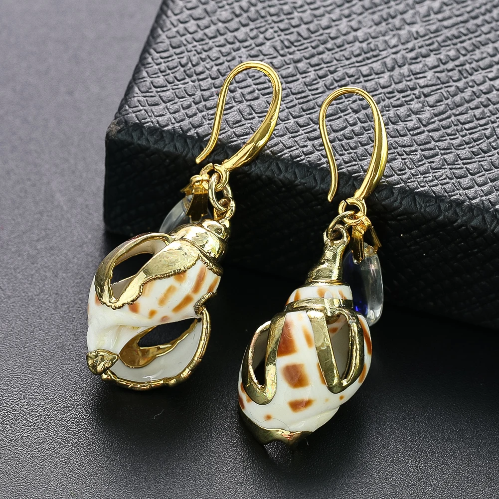 

1Pair Natural Shell Conch Earrings Bohemian Crystal Pendant Ladies Earrings Clothing Accessories Beach Travel Jewellery Gifts