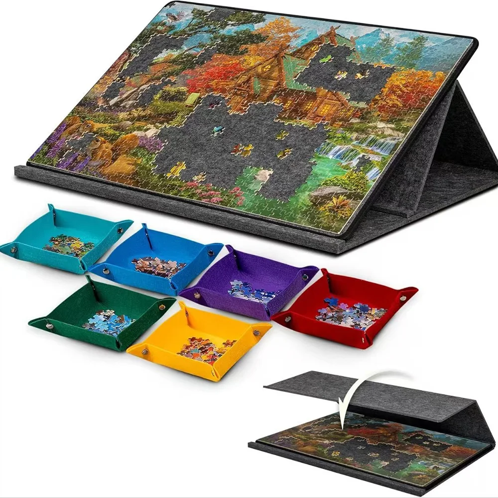 7 Stück tragbare Puzzle-Schreibtischdekoration mit 6 Schubladen – künstlerischer Organizer aus Polyesterfaser, dekorative Puzzle-Aufbewahrung für Zuhause, Desktop-Kunst