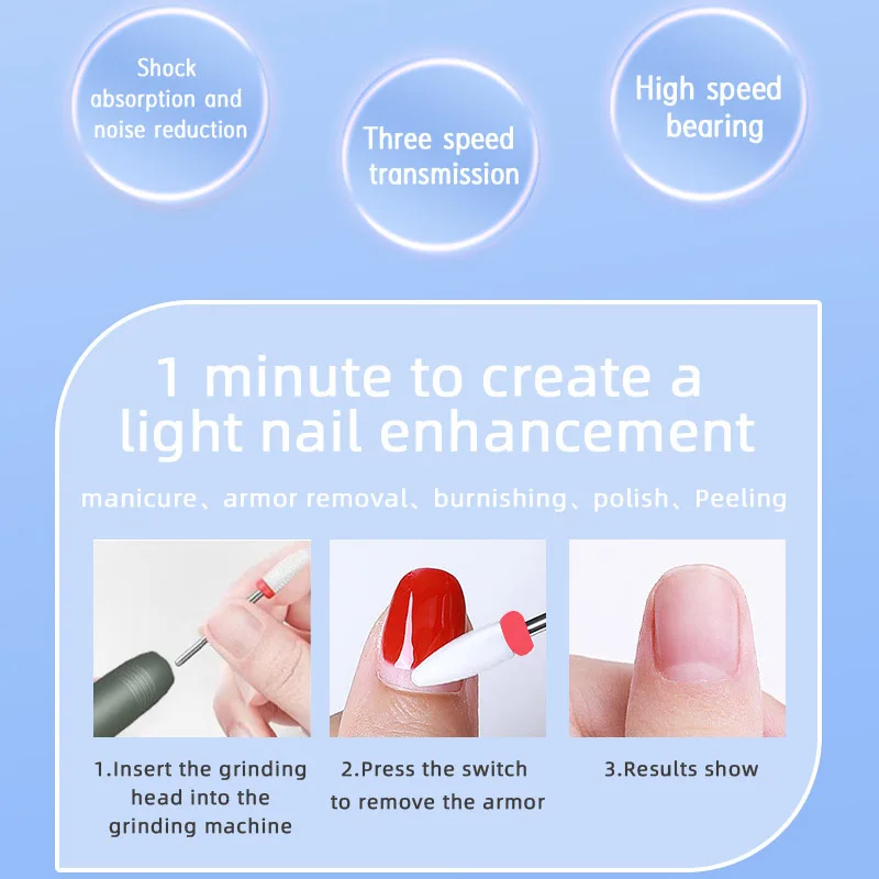 Nagelboormachine Elektrische draagbare nagelvijl Oplaadbare nagelschuurmachine voor gelnagels polijsten voor thuis manicure salon